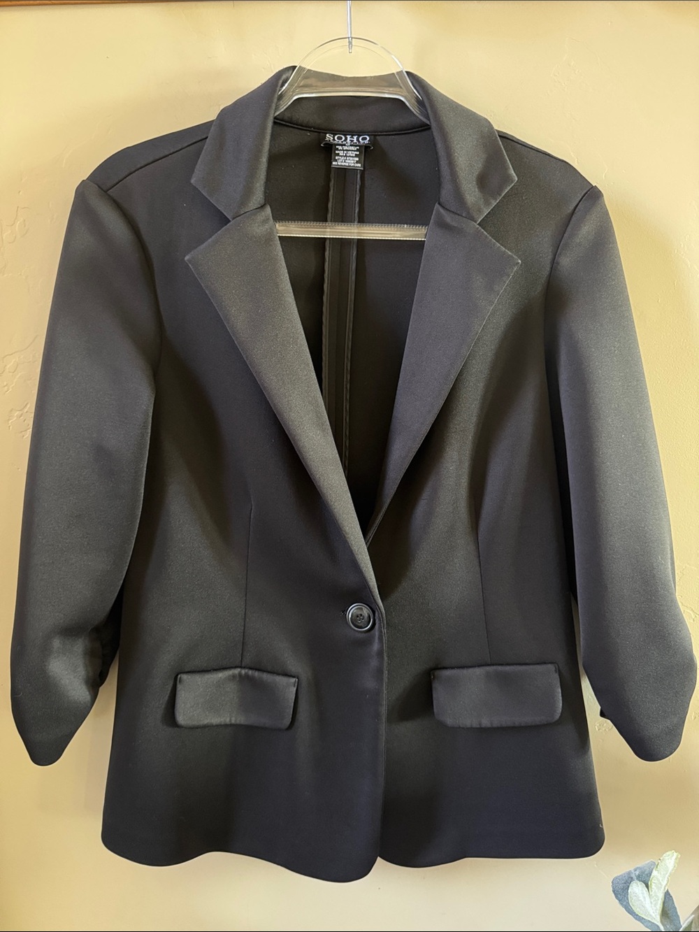 Soho Black Single-Button Women's Blazer with Notch Lapel
